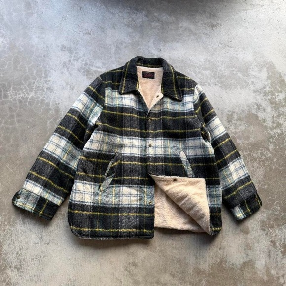 American Vintage Other - Vintage 70's 100% wool Sherpa lined heavy flannel shacket wool jacket size large